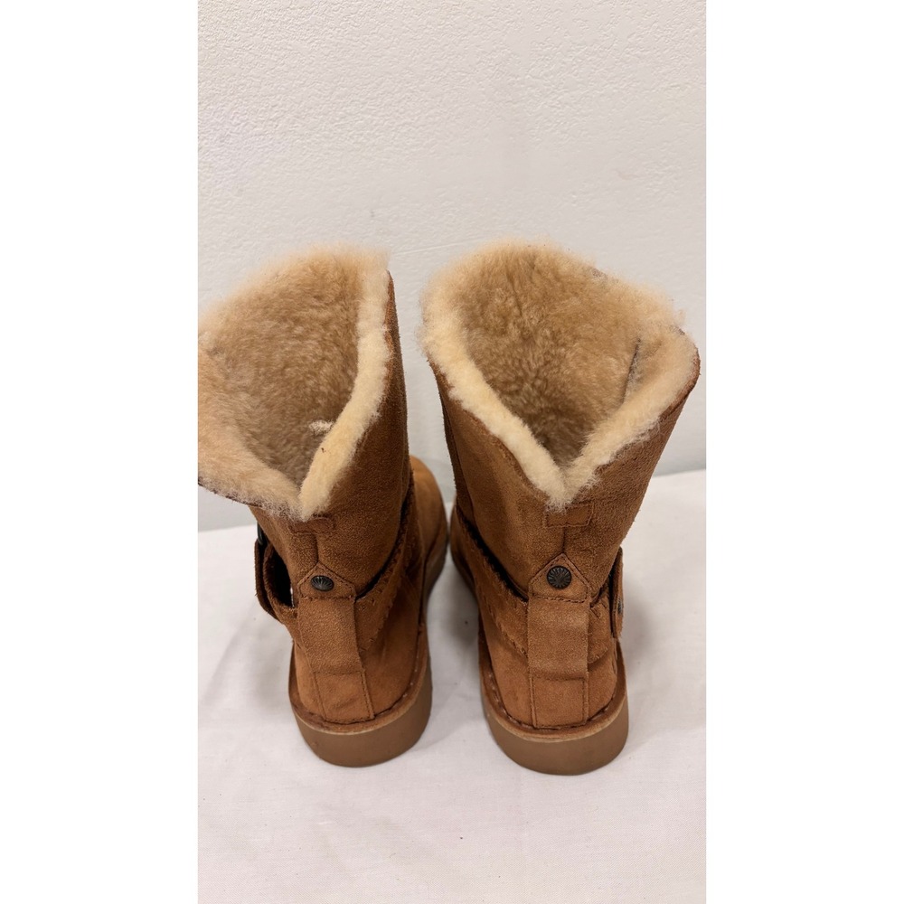 UGG Cedric Chestnut Brown Suede Shearling Lined Buckle Boots 1012360 Womens 6 - Picture 4 of 8